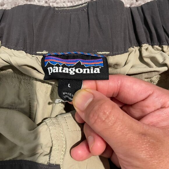 Patagonia Pants Mens Large Beige Sandy Cay Lightweight Nylon Hiking Cargo 82091 - Picture 11 of 16